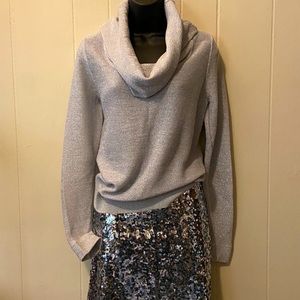 NWT Cowl Neck Sweater in shimmering silver by White House Black Market sz Small